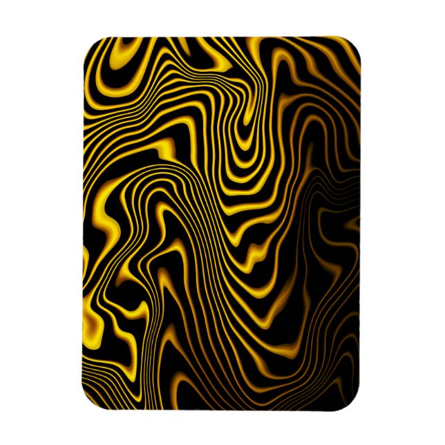Imán Textura de remolinos de oro amarillo negro (Vertical)