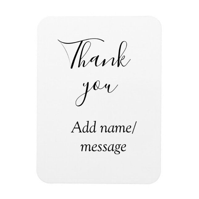 Imán Thank you add name message simple stylish calligra (Vertical)