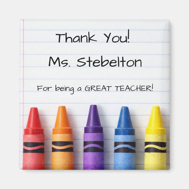 Imán Thank You Crayons Teacher Appreciation Magnet (Frente)
