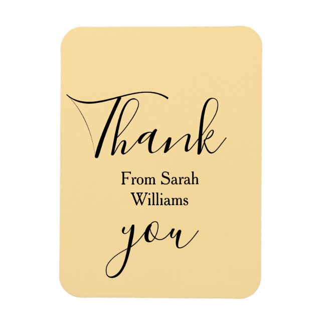 Imán Thank you from add name yellow Pastel boho wedding (Vertical)