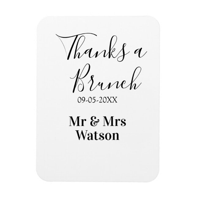 Imán Thanks a brunch post wedding name date simple  (Vertical)