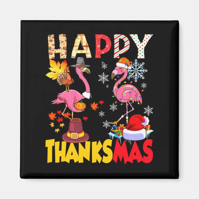 Imán Thanksgiving Christmas Flamingo Happy Thanksmas Xm (Frente)