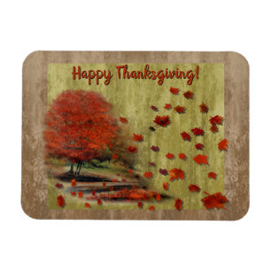 Imán Thanksgiving Falling Leaves Landscape