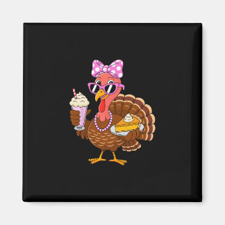 Imán Thanksgiving For Women Turkey Drinking Coffee Leop