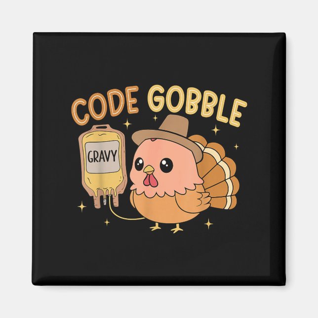 Imán Thanksgiving Nurse Code Gobble Funny Rn Cna Medica (Frente)