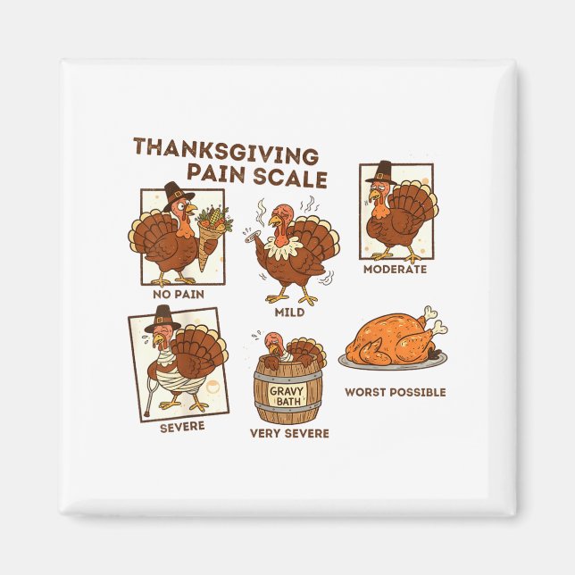 Imán Thanksgiving Pain Scale Turkey Funny Nurse Medical (Frente)