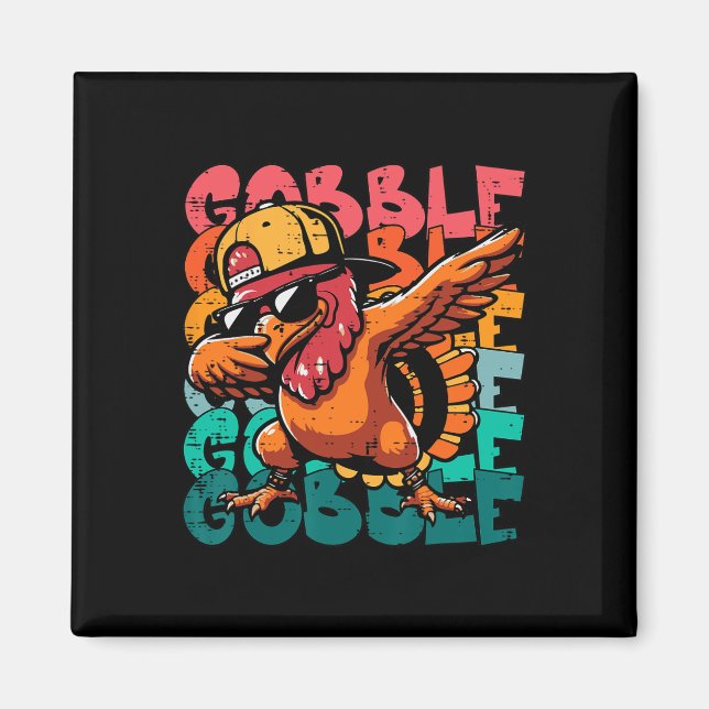 Imán Thanksgiving Turkey Dab Gobble Funny Toddler Boys  (Frente)