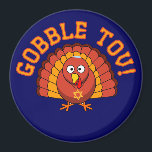Imán Thanksgivukkah Gobble Tov Turkey Magnet<br><div class="desc">¡Celebremos el Thanksgivukkah 2013 con este imán Gobble Tov! Con un gracioso pavo amarillo, naranja y personalizado marrón usando un yamaka, y una estrella de collar de David. ¡Un Día de Acción de Gracias Hanukkah no ocurrirá durante otros 77, 000 años! Así que agarren este gran imán de keepsake para...</div>
