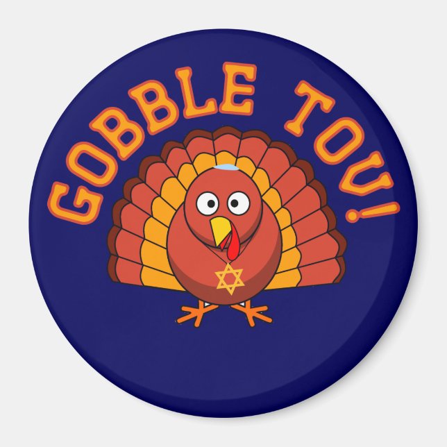 Imán Thanksgivukkah Gobble Tov Turkey Magnet (Frente)
