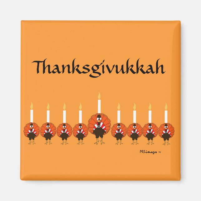 Imán Thanksgivukkah Turkey Menorah Magnet (Frente)
