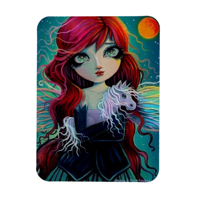 Imán The Amethyst Unicorn Fairy Fantasy Art (Vertical)