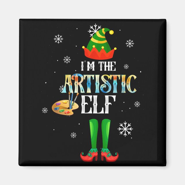 Imán The Artistic Elf Squad Elf Family Christmas Pajama (Frente)