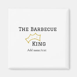 Imán The Barbecue king crownadd name text cooking best