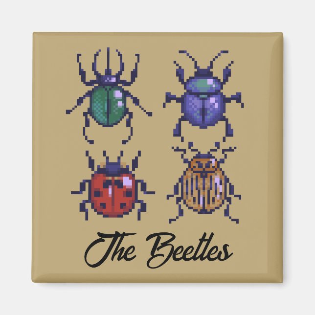 Imán The Beetles, pixelart (Frente)