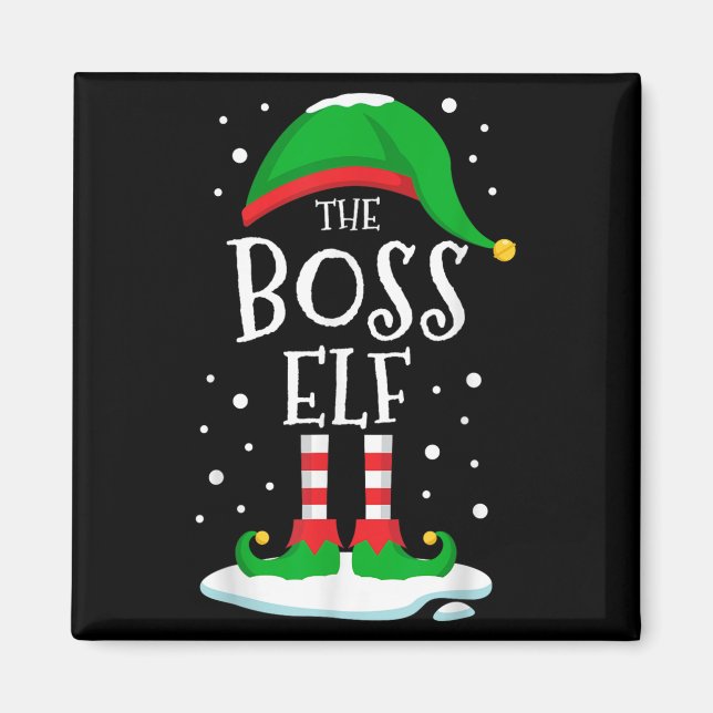 Imán The Boss Elf Christmas Family Matching Xmas Group  (Frente)