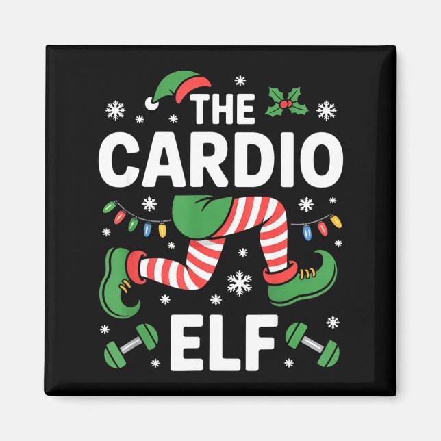 Imán The Cardio Elf Funny Fitness Christmas Gym Workout (Frente)