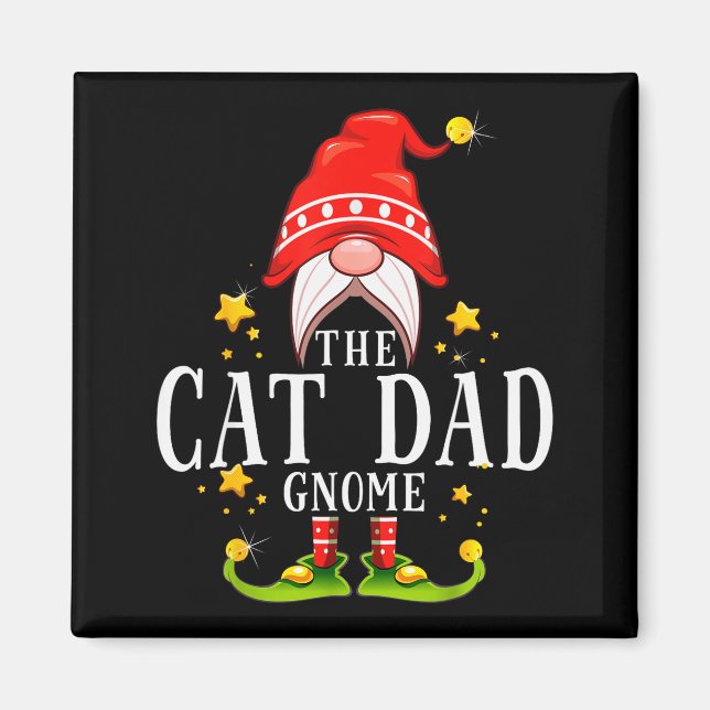Imán The Cat Dad Gnome Christmas Matching For Men Women (Frente)