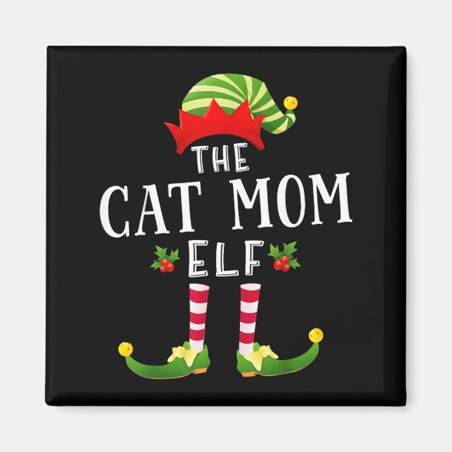 Imán The Cat Mom Elf Christmas Matching Pajama Men Wome (Frente)