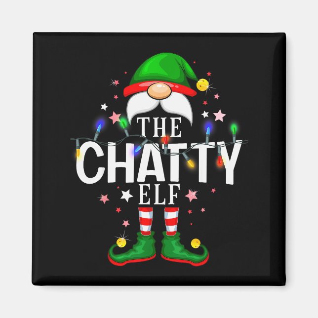 Imán The Chatty Elf Christmas Family Pajama Party  (Frente)