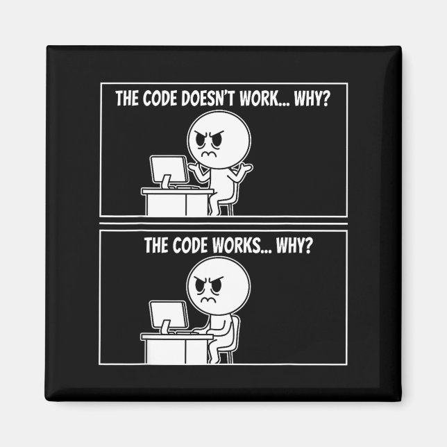Imán The Code Doesn't Work Funny Programmer Computer En (Frente)