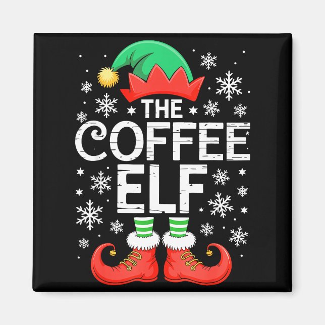 Imán The Coffee Elf Shirt Men Women Family Matching Chr (Frente)