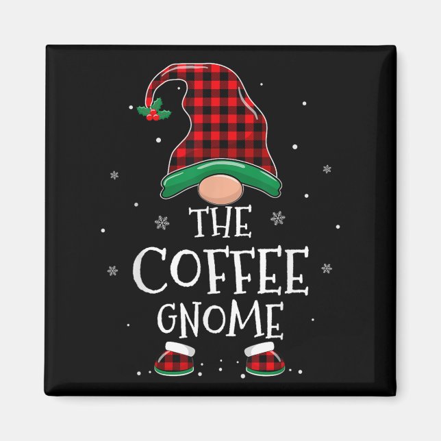 Imán The Coffee Gnome Xmas Family Matching Plaid Christ (Frente)