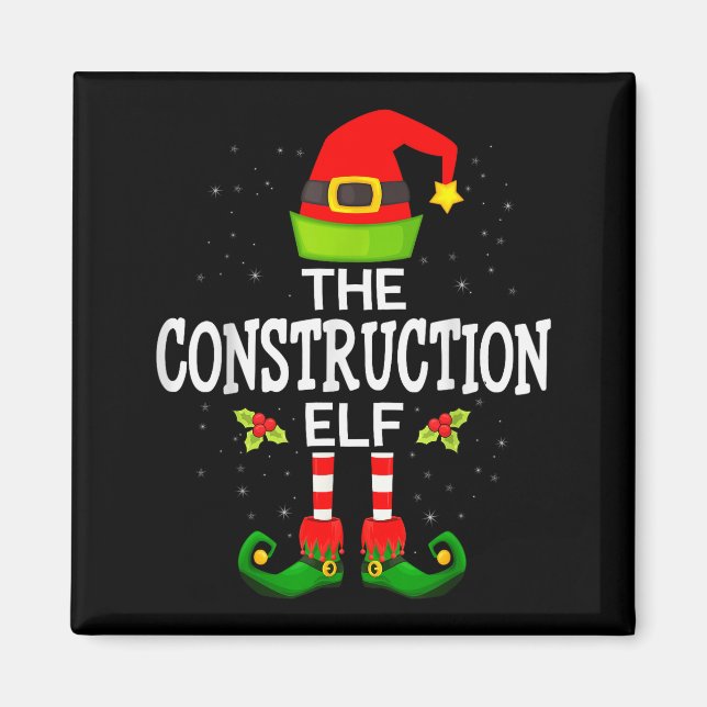 Imán The Construction Elf Christmas Family Matching Paj (Frente)