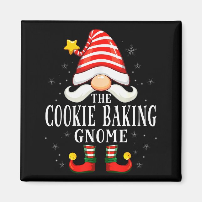 Imán The Cookie Baking Gnome Christmas Group Family Paj (Frente)