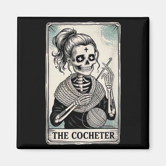 Imán The Crocheter Tarot Card Funny Yarn Design  (Frente)