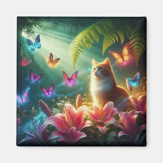Imán The Curious Cat & Her Butterflies (Frente)