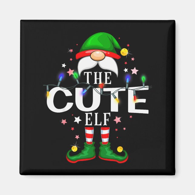 Imán The Cute Elf Christmas Family Pajama Party  (Frente)