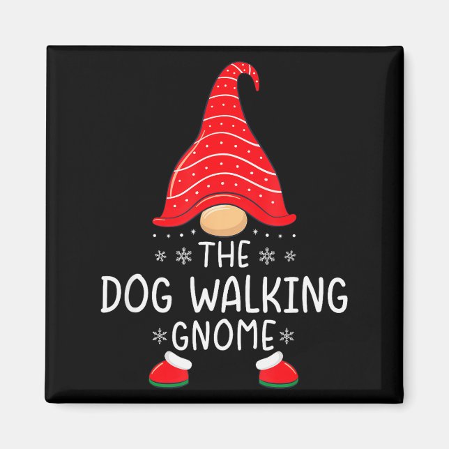 Imán The Dog Walking Gnome Xmas Family Matching Funny C (Frente)