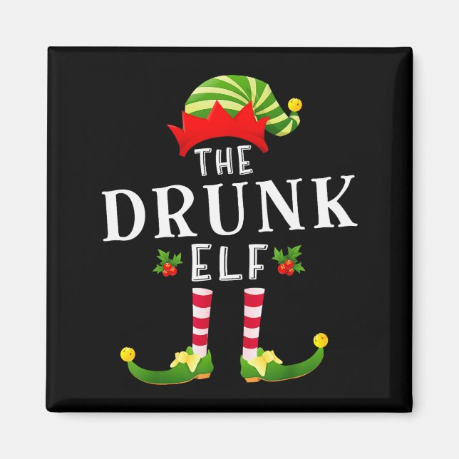 Imán The Drunk Elf Christmas Matching Pajama  (Frente)
