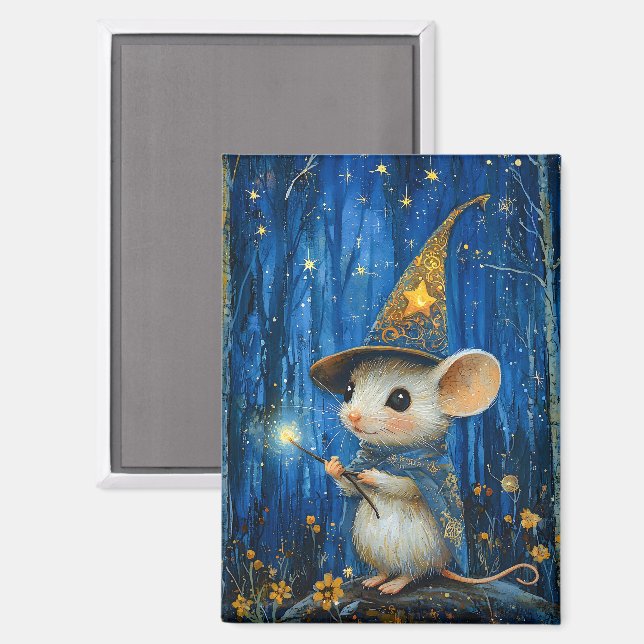 Imán The Enchanted Magician Mouse Fantasy Art (Anverso/Reverso)