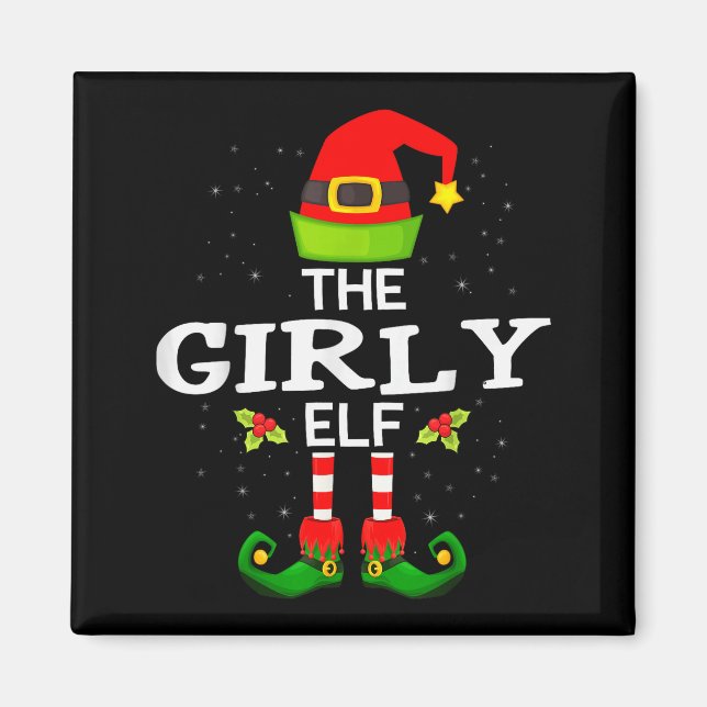 Imán The Girly Elf Christmas Family Matching Pajama  (Frente)