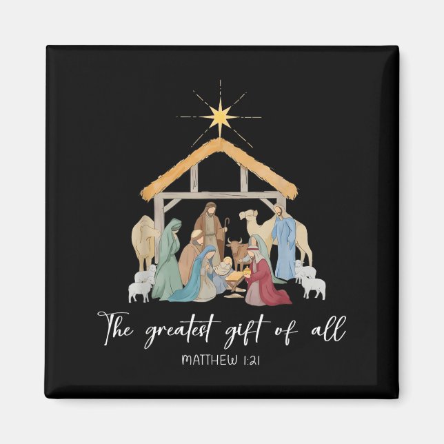 Imán The Greatest Gift For All Christmas Nativity Jesus (Frente)