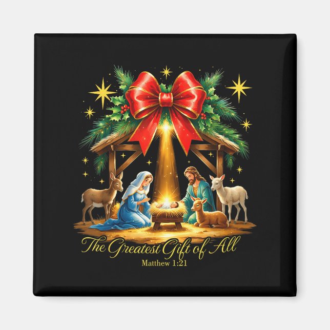 Imán The Greatest Gift Of All Nativity Christian Christ (Frente)