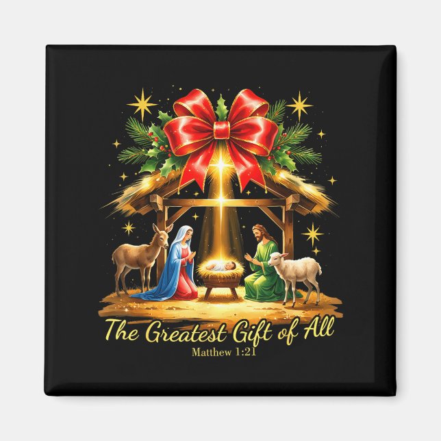 Imán The Greatest Gift Of All Nativity Christian Christ (Frente)