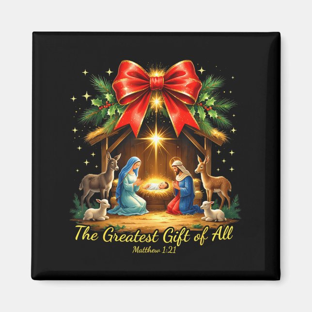 Imán The Greatest Gift Of All Nativity Christian Christ (Frente)