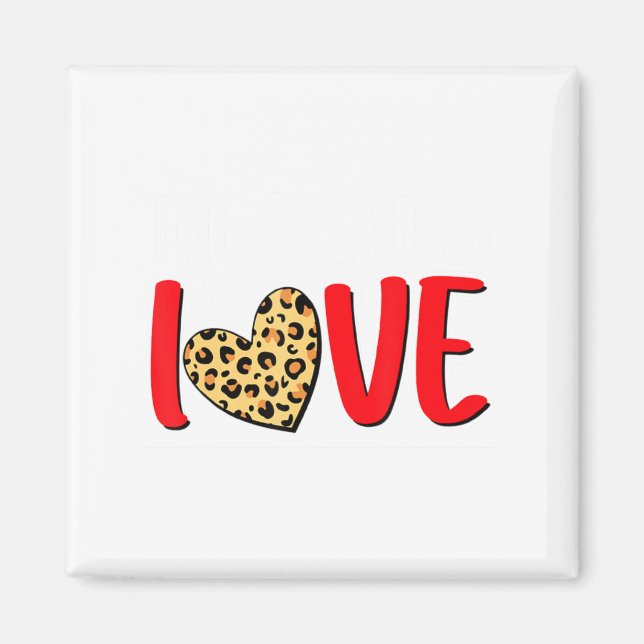 Imán The Greatest Is Love Valentines Day Leopard Heart  (Frente)