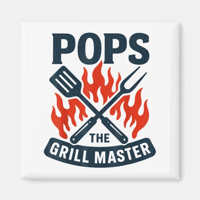 Imán The Grill Master Bbq Father's Day Grandpa Grilling (Frente)