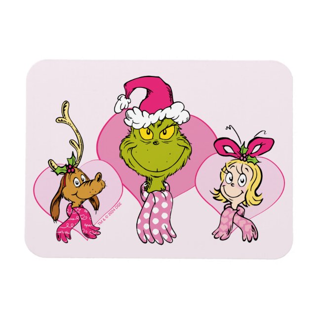 Imán The Grinch Crew in Pink Valentine's Portrait (Horizontal)