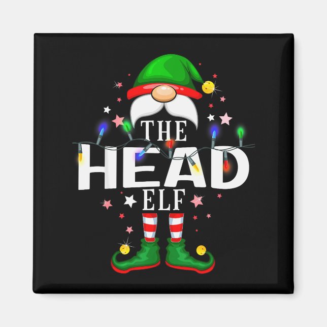 Imán The Head Elf Christmas Family Pajama Party  (Frente)