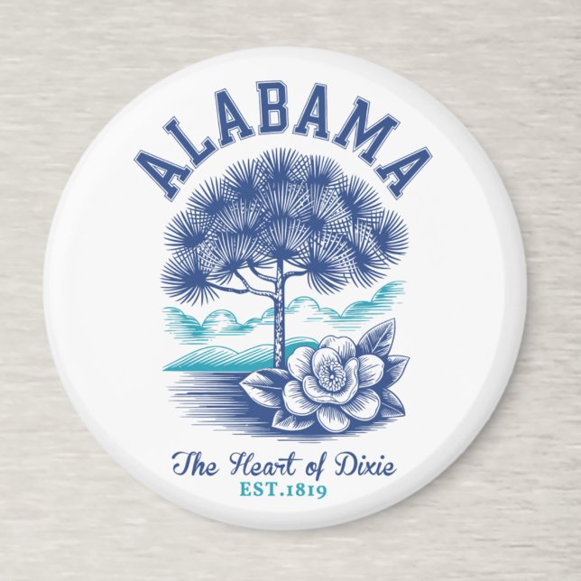 Imán The Heart of Dixie – Alabama Camellia & Tree Graph (Subido por el creador)