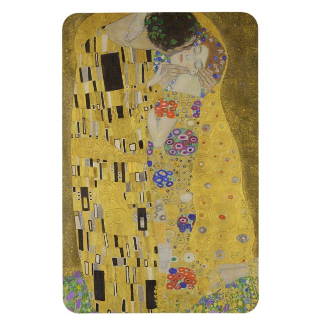 Imán The Kiss, Art Nouveau Oil Painting, Gustav Klimt (Vertical)