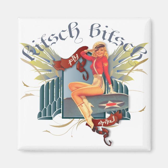 Imán The Kitsch Bitsch : Chica de vuelo Tattoo Pin Up (Frente)