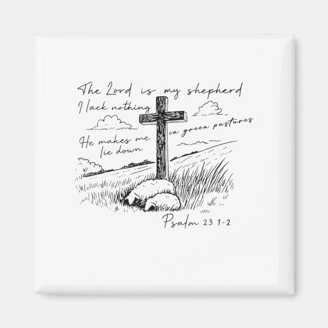 Imán The Lord Is My Shepherd Psalm 23 Cross Meadow  (Frente)