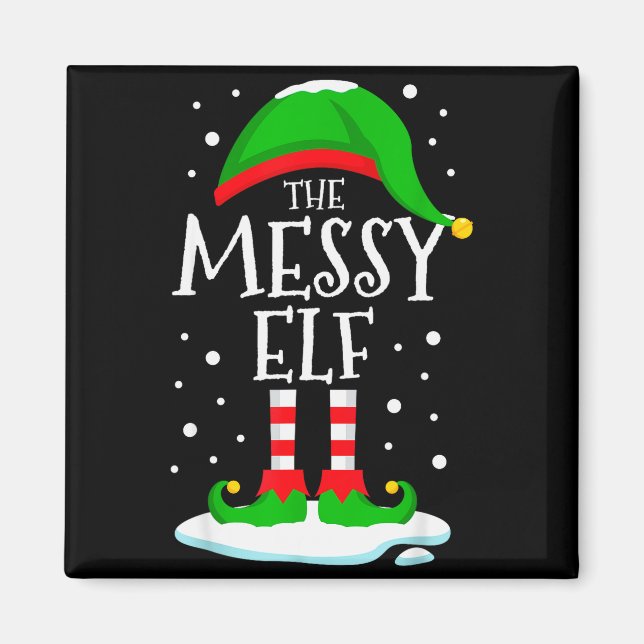 Imán The Messy Elf Christmas Family Matching Xmas Group (Frente)