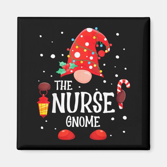 Imán The Nurse Gnome Matching Family Christmas Gnome Pa (Frente)