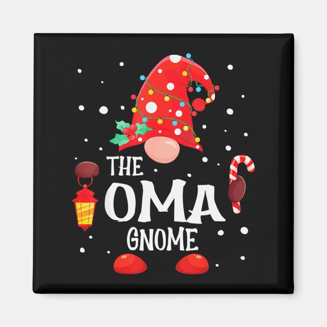 Imán The Oma Gnome Matching Family Christmas Gnome Paja (Frente)